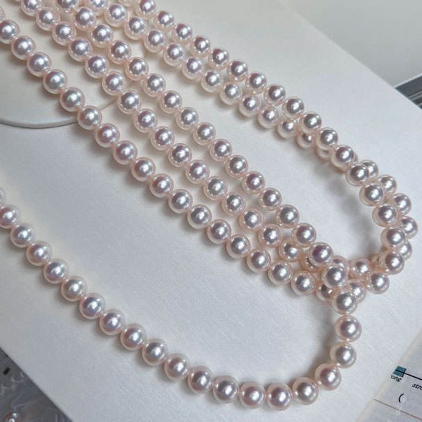 6-8mm Round 3A Grade Strand Natural Akoya5